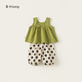 Children's Simple Set Summer Sleeveless Doll Shirt Solid Color Pants Mori Children's Suit
