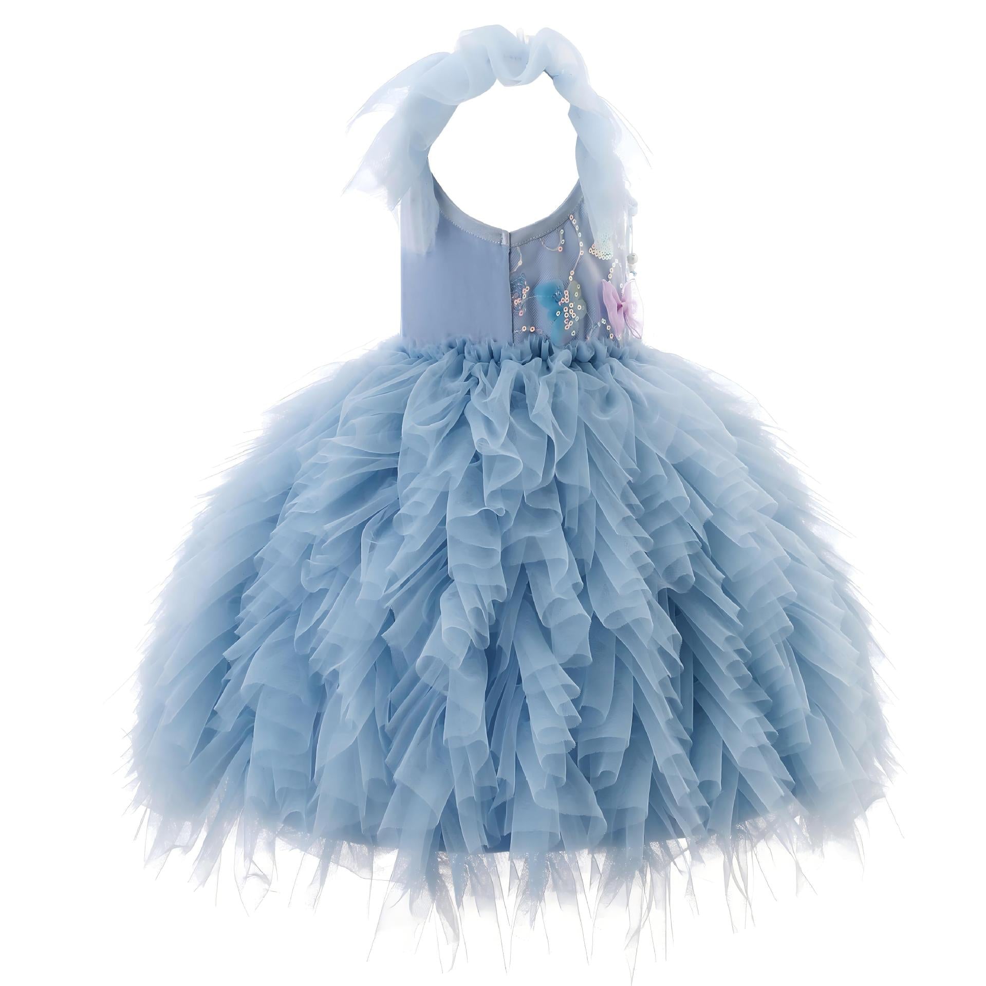 Children's Blue Sling Princess Skirt Birthday Puffy Children's Dress