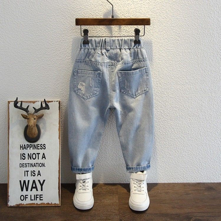 Children's Middle Big Jeans Trousers Baggy Korean Children's Pants