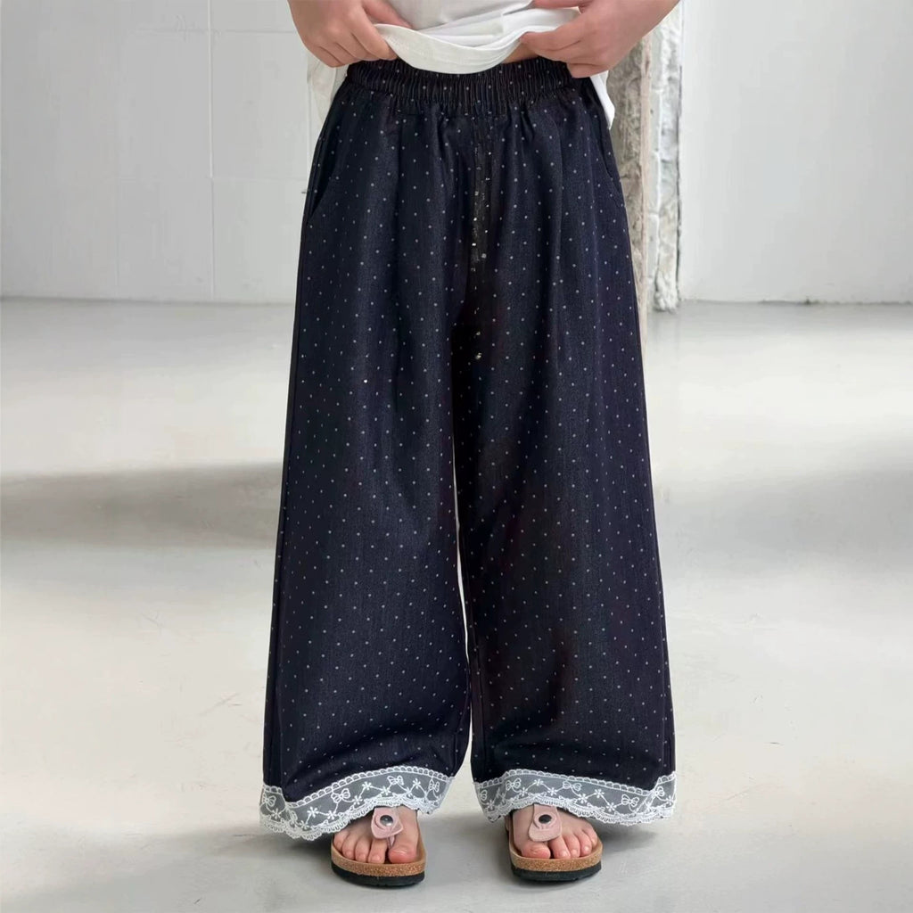 Children's Summer Lace Medium Big Raw Wash Children's Pants