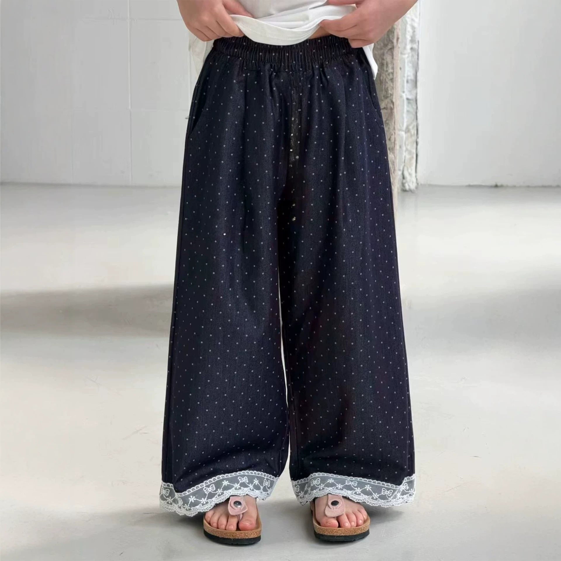 Children's Summer Lace Medium Big Raw Wash Children's Pants
