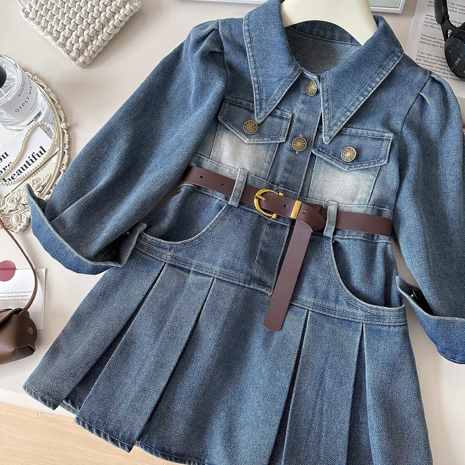 Classic Children's Autumn Denim Korean Princess Children's Dress