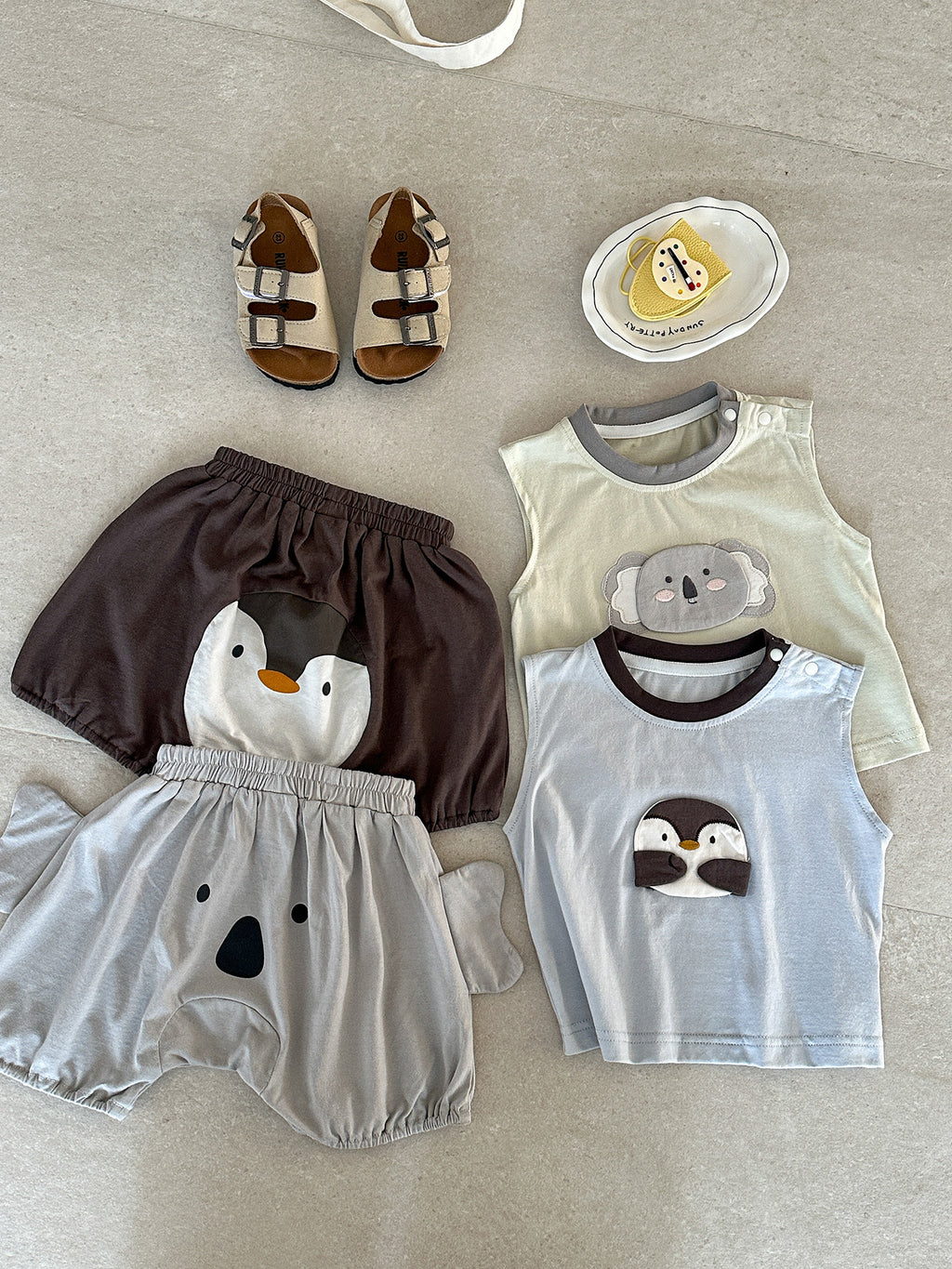 Summer Infant Boy Cartoon Sleeveless T-shirt Pants Children's Suit