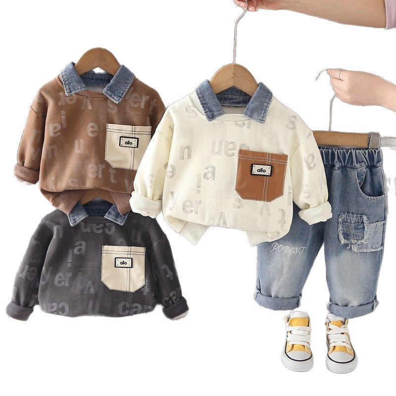 Children's Fried Street Fashion Trendy Spring Western Style Two-piece Children's Suit