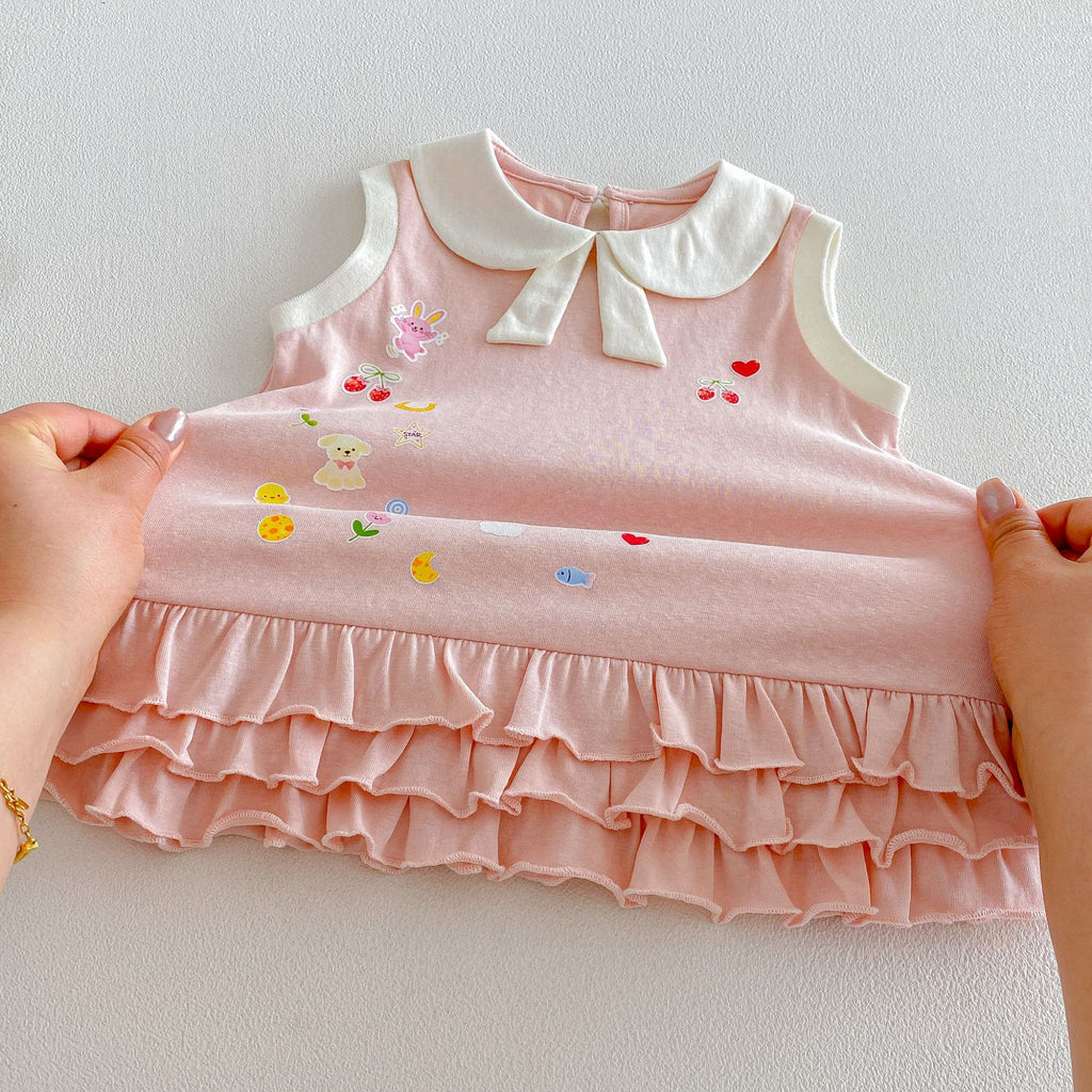 Children's Cartoon Summer Doll Collar Super Cute Vest Korean Style Skirt Children's Dress