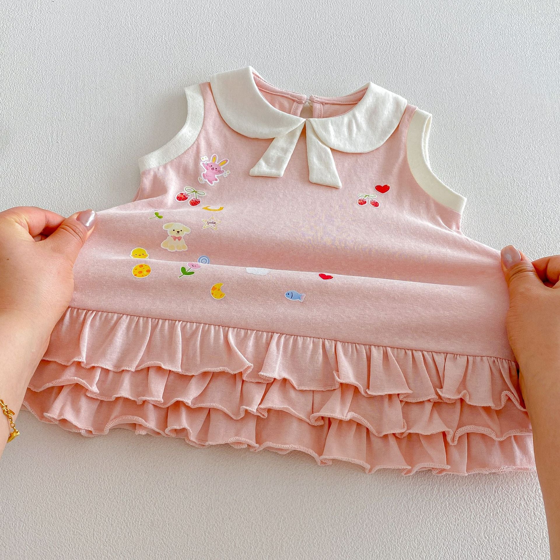 Children's Cartoon Summer Doll Collar Super Cute Vest Korean Style Skirt Children's Dress