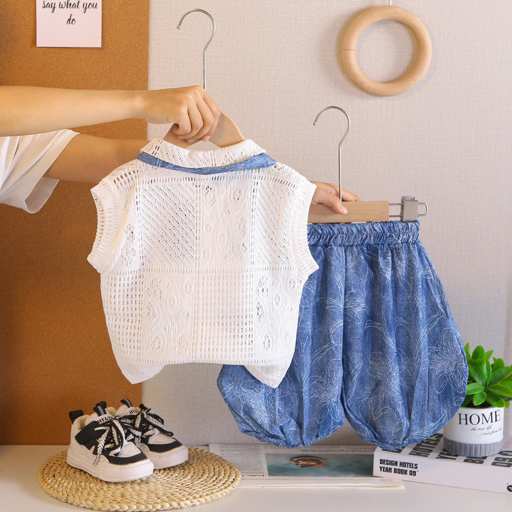 Children's Style Sleeveless Handsome Korean Vest Shorts Children's Suit