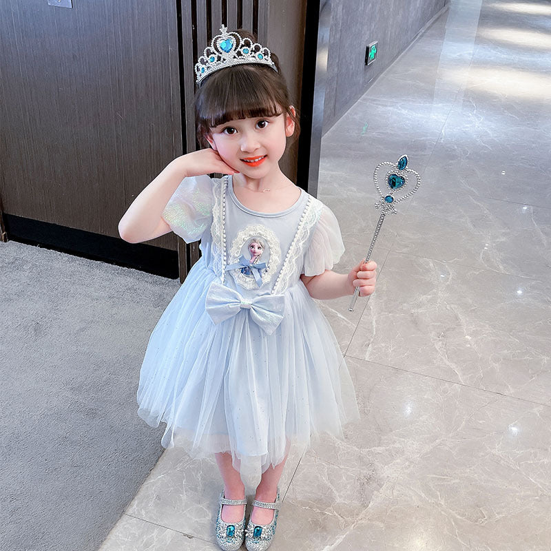 Summer Short Sleeve Princess Little Elsa Frozen Children's Dress