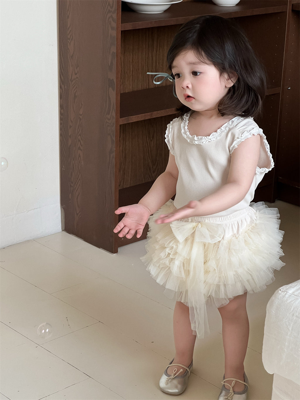 Children's Thin Skirt Clothing Korean Style Lace T-shirt Children's Suit