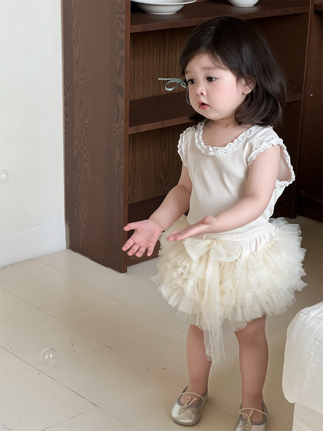 Children's Thin Skirt Clothing Korean Style Lace T-shirt Children's Suit