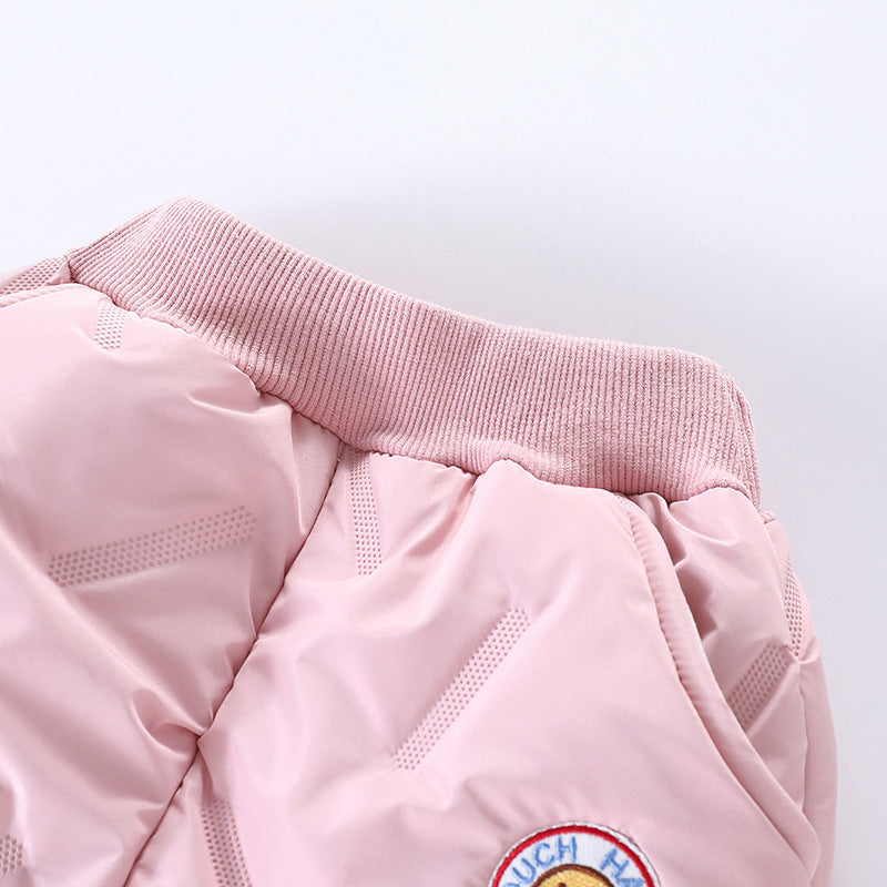 Fleece-lined Thickened Casual Winter Wear Windproof Boy Long Children's Pants