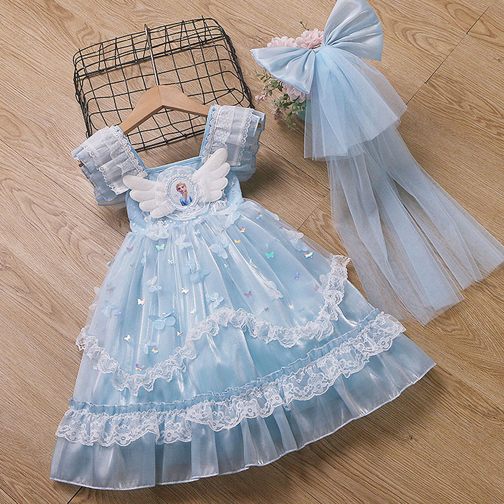 Children's Flounced Sleeve Skirt Princess Elsa Lolita Skirts Children's Dress