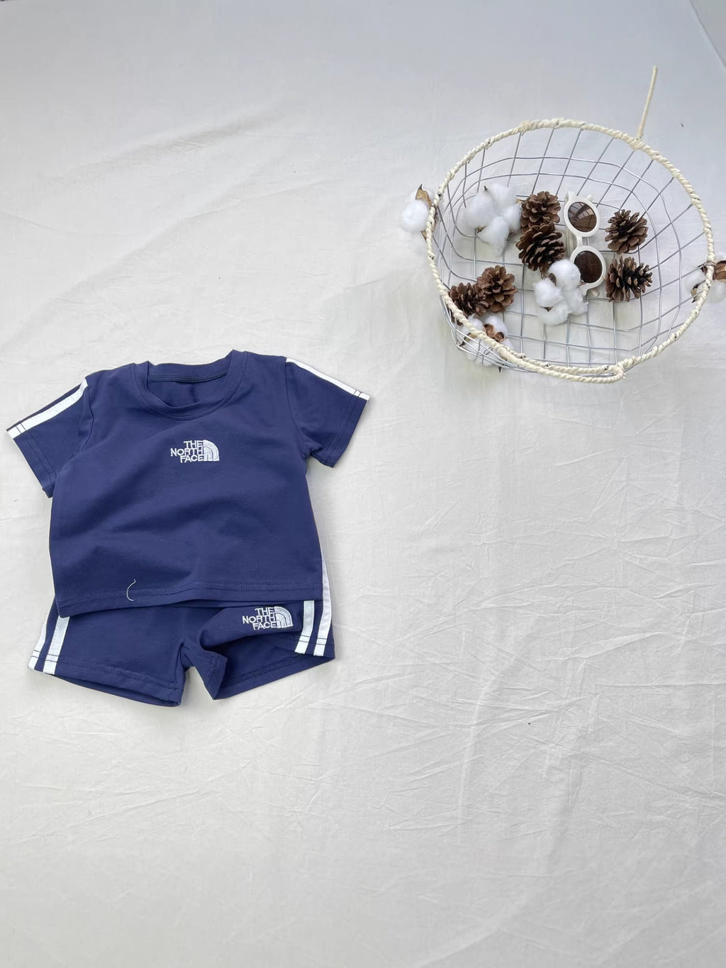 Women's & Men's Summer Short-sleeved Shorts T-shirt Sports Two-piece Set Pure Color Children's Suit