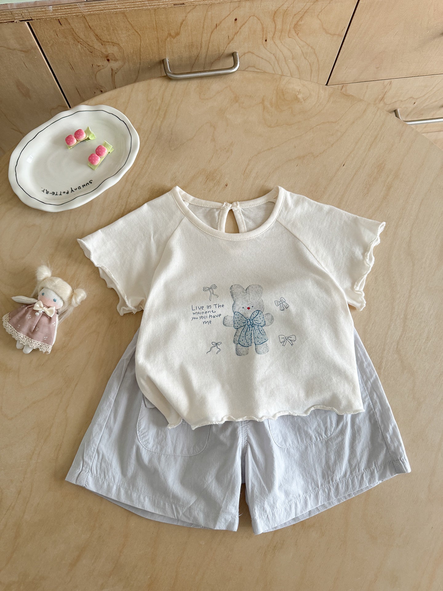 Summer Boy Clothes Cute Cartoon Short Sleeve Casual Shorts Split Children's Suit