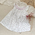 Printed Flounced Sleeve Handmade Smocking Skirt Children's Dress