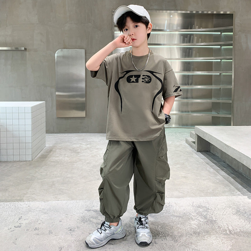 Children's Style Medium Large Sports Short-sleeved Trousers Children's Suit