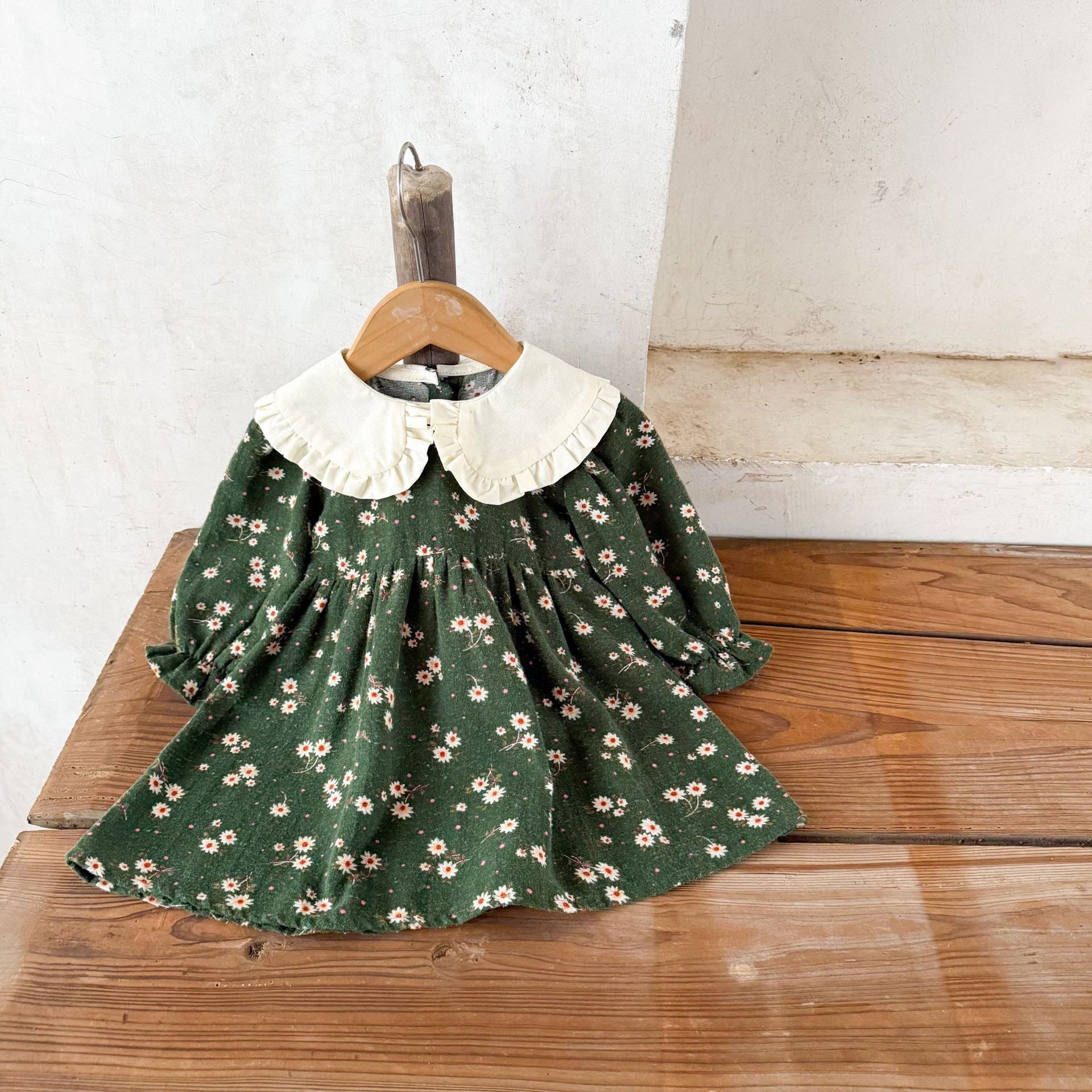 Korean Style Pure Cotton Printing Lapel Soft Children's Dress