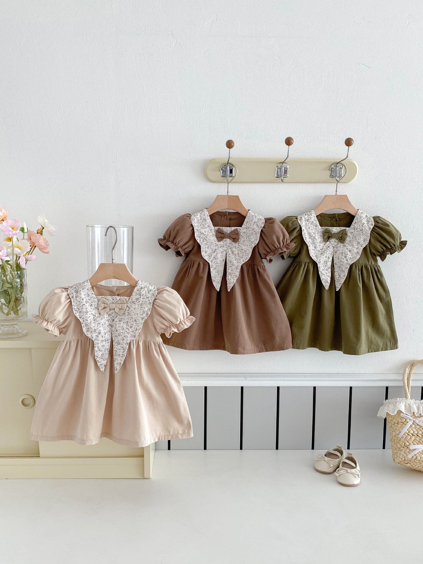 Children's Super Fashionable Skirt Floral Doll Collar Children's Dress