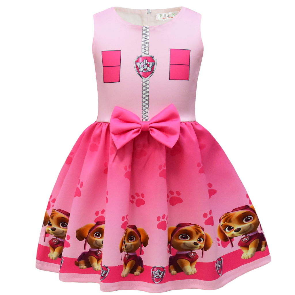 Trendy Popular Digital Printing Cartoon Bow Children's Dress