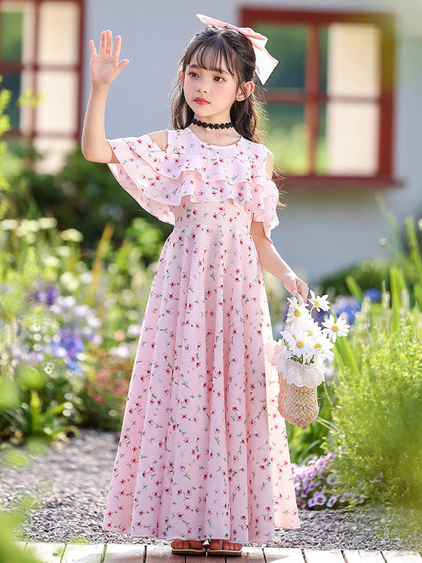 Summer Trailing Skirt Refreshing Cool Chiffon Fairy Children's Dress
