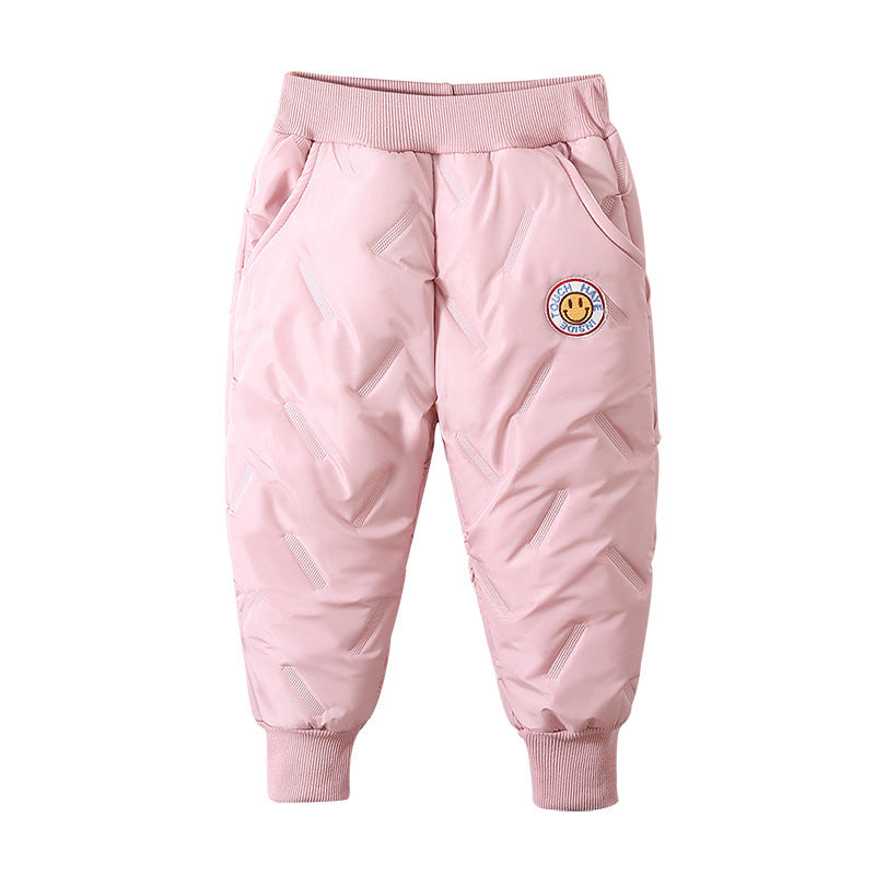 Fleece-lined Thickened Casual Winter Wear Windproof Boy Long Children's Pants