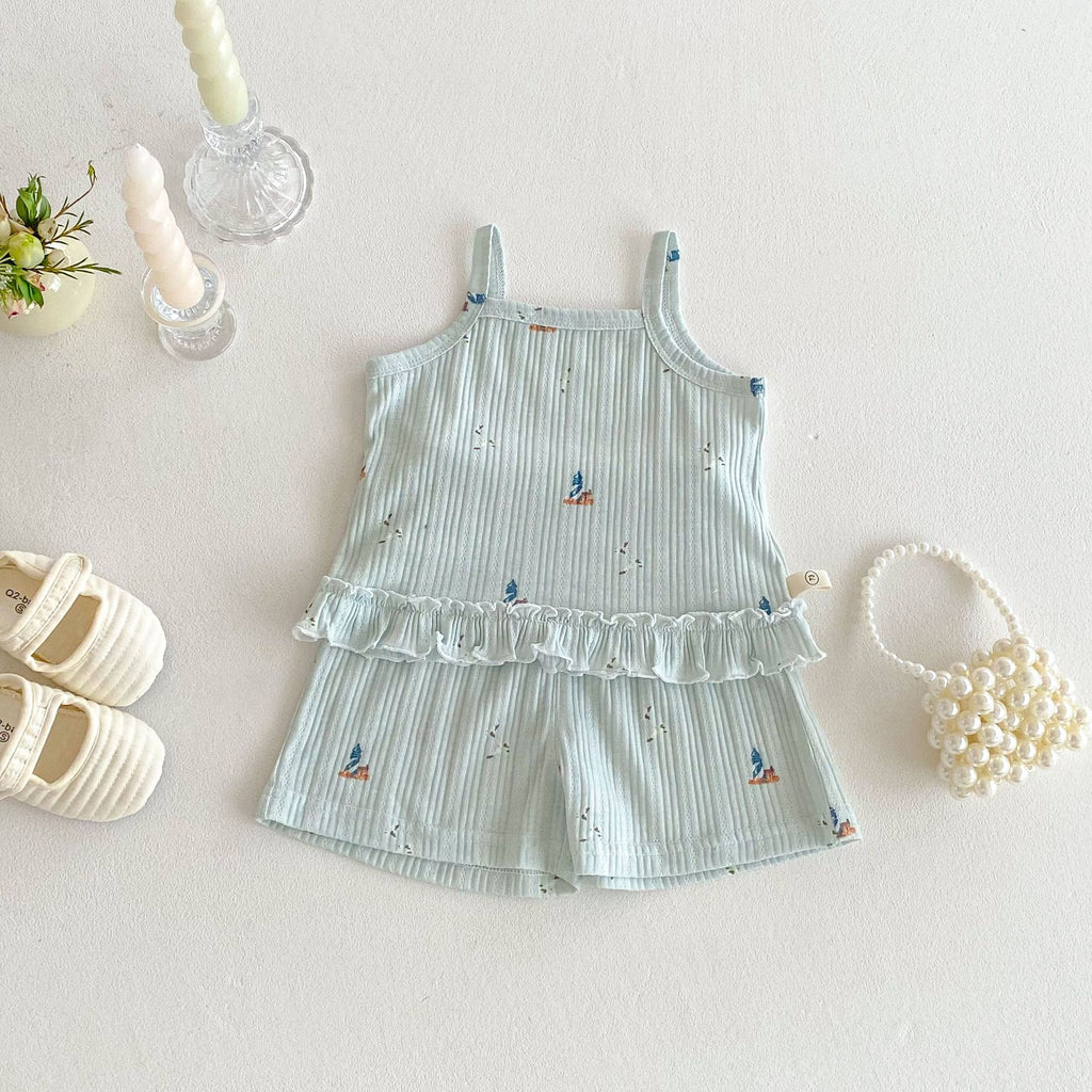 No Straps Cartoon Fashionable Printed Two-piece Children's Suit