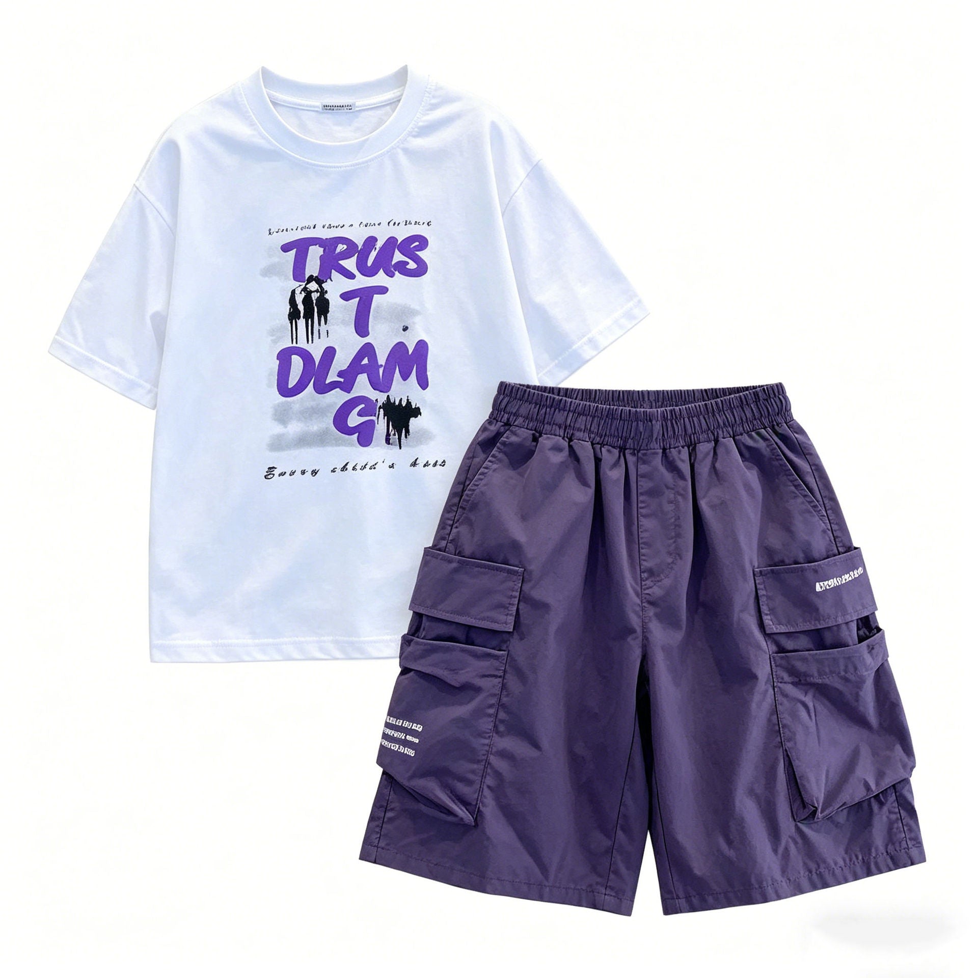 Short-sleeved Summer Middle Big Sports Leisure Trendy Fried Street Children's Suit