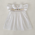 Summer French Floral Smocking Flounced Sleeve Skirt Crawling Children's Dress