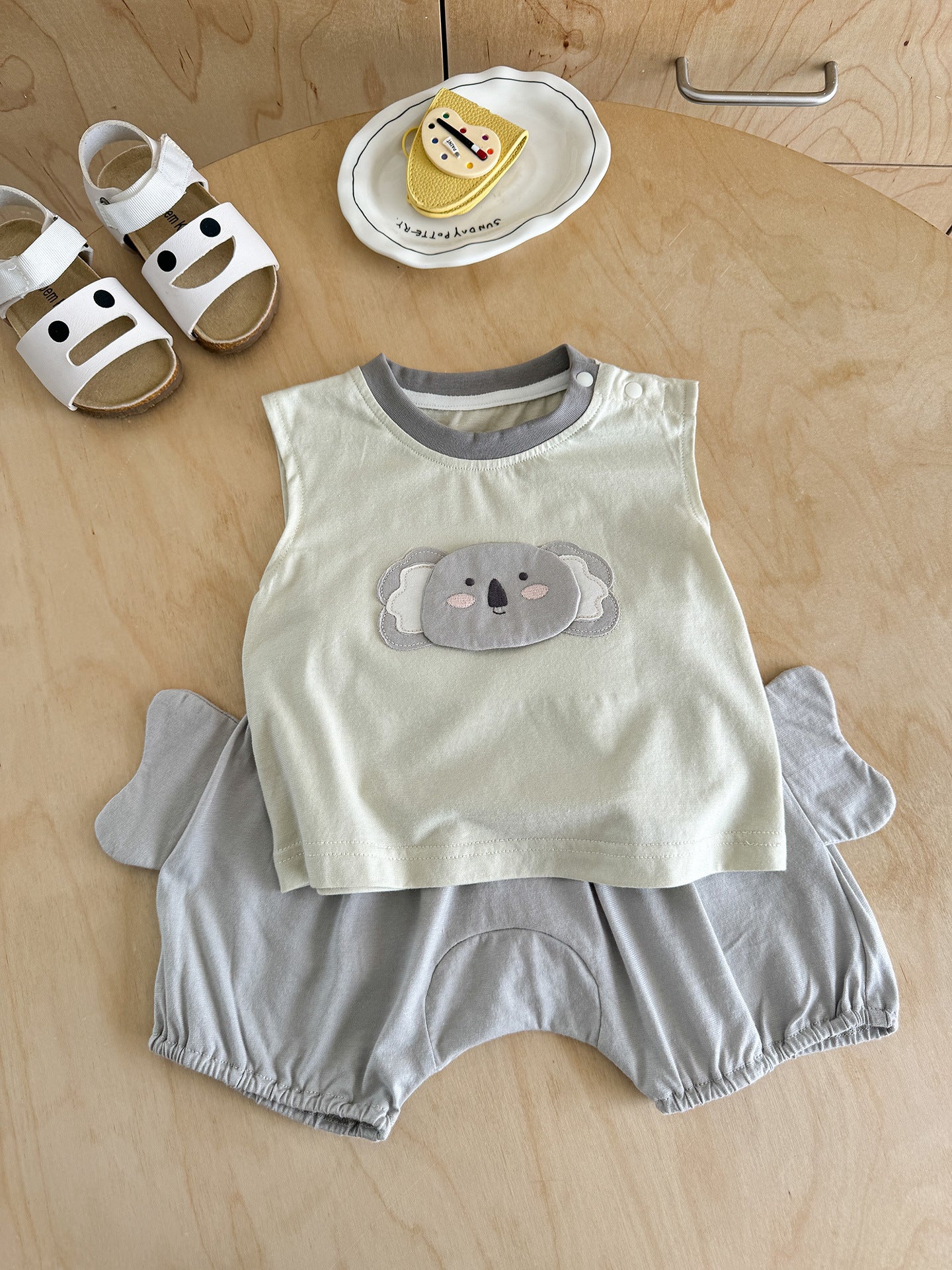 Summer Infant Boy Cartoon Sleeveless T-shirt Pants Children's Suit