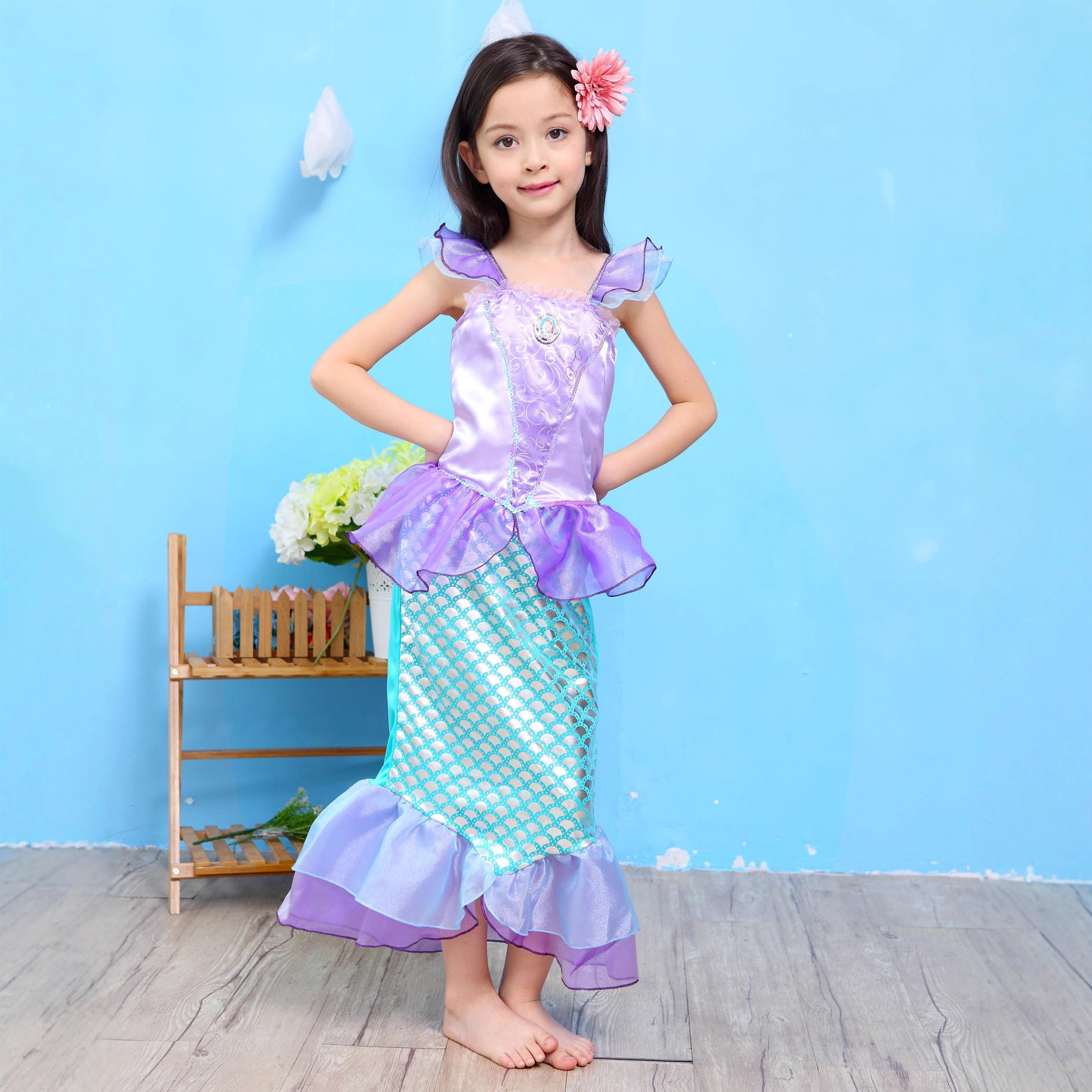 Children's Mermaid Shirt Clothing Princess Halloween Skirt Children's Dress