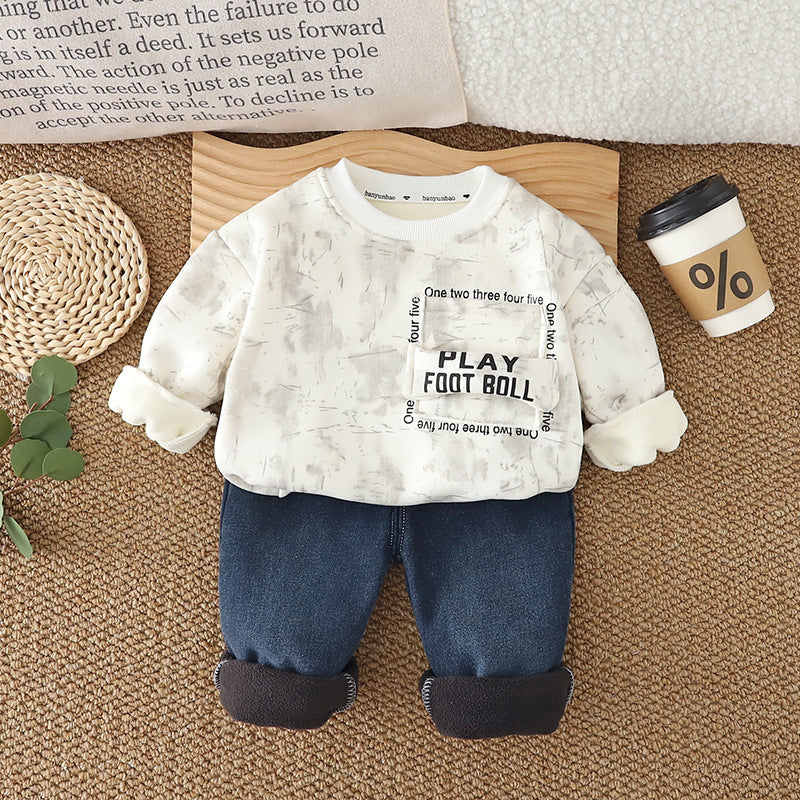 Children's Fleece Thermal Hoodie Fashionable Clothes Leisure Children's Suit