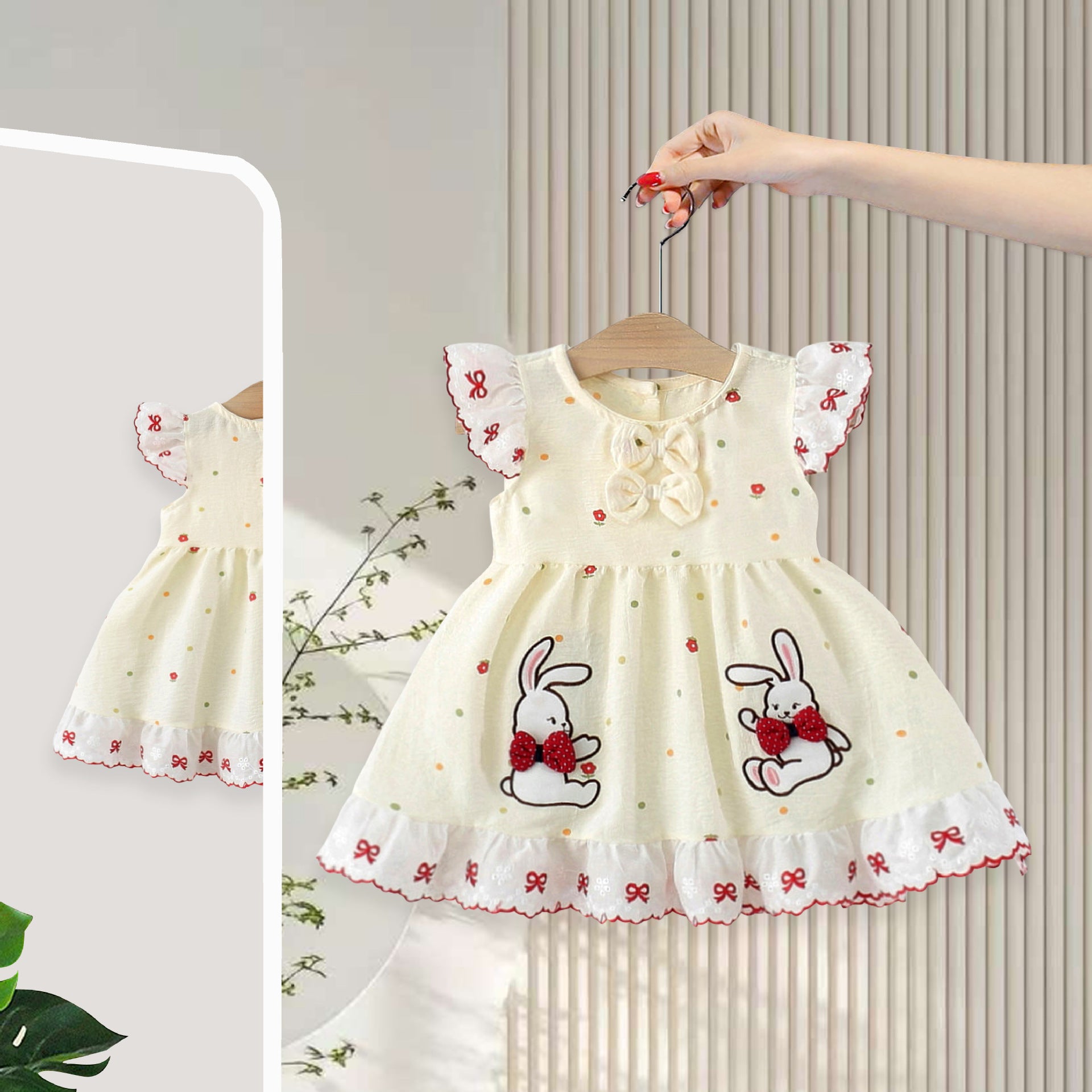 Children's Korean Style Summer Flounced Sleeve Princess Children's Dress