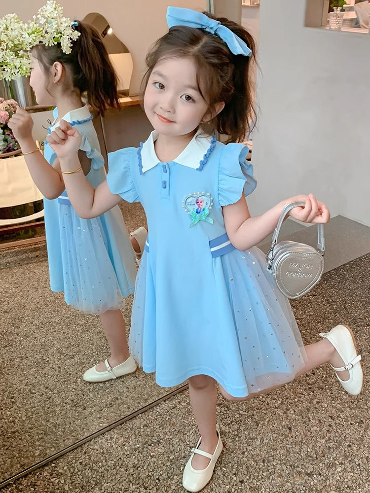 Children's Princess Summer Clothing Short-sleeved Preppy Style Children's Dress