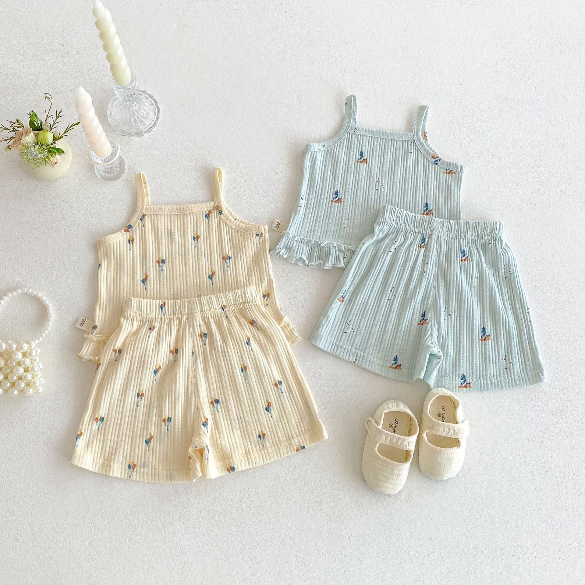 No Straps Cartoon Fashionable Printed Two-piece Children's Suit