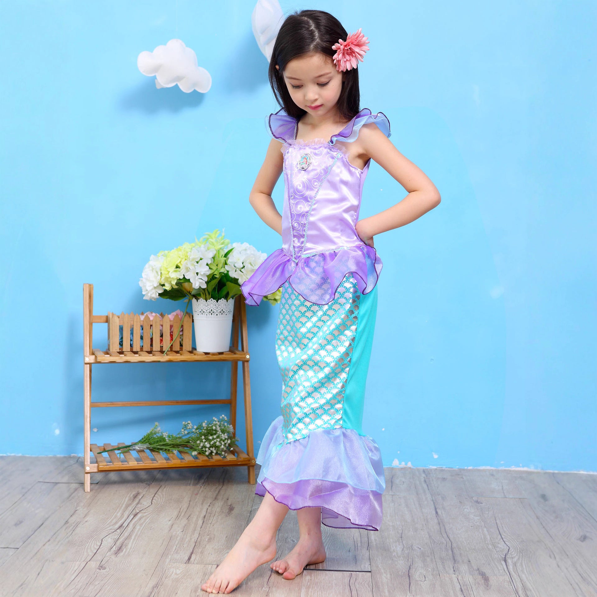 Children's Mermaid Shirt Clothing Princess Halloween Skirt Children's Dress
