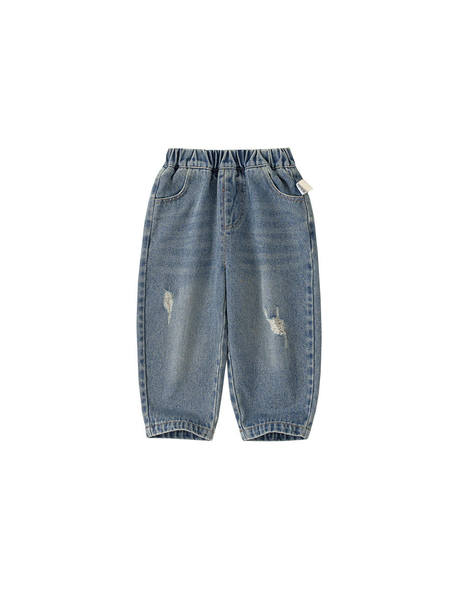 Children's Fashionable Ripped Distressed Washed Jeans Children's Pants