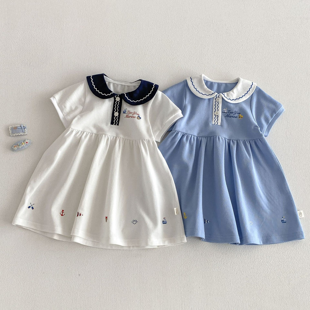 Style Summer Doll Collar Cartoon Princess Korean Children's Dress