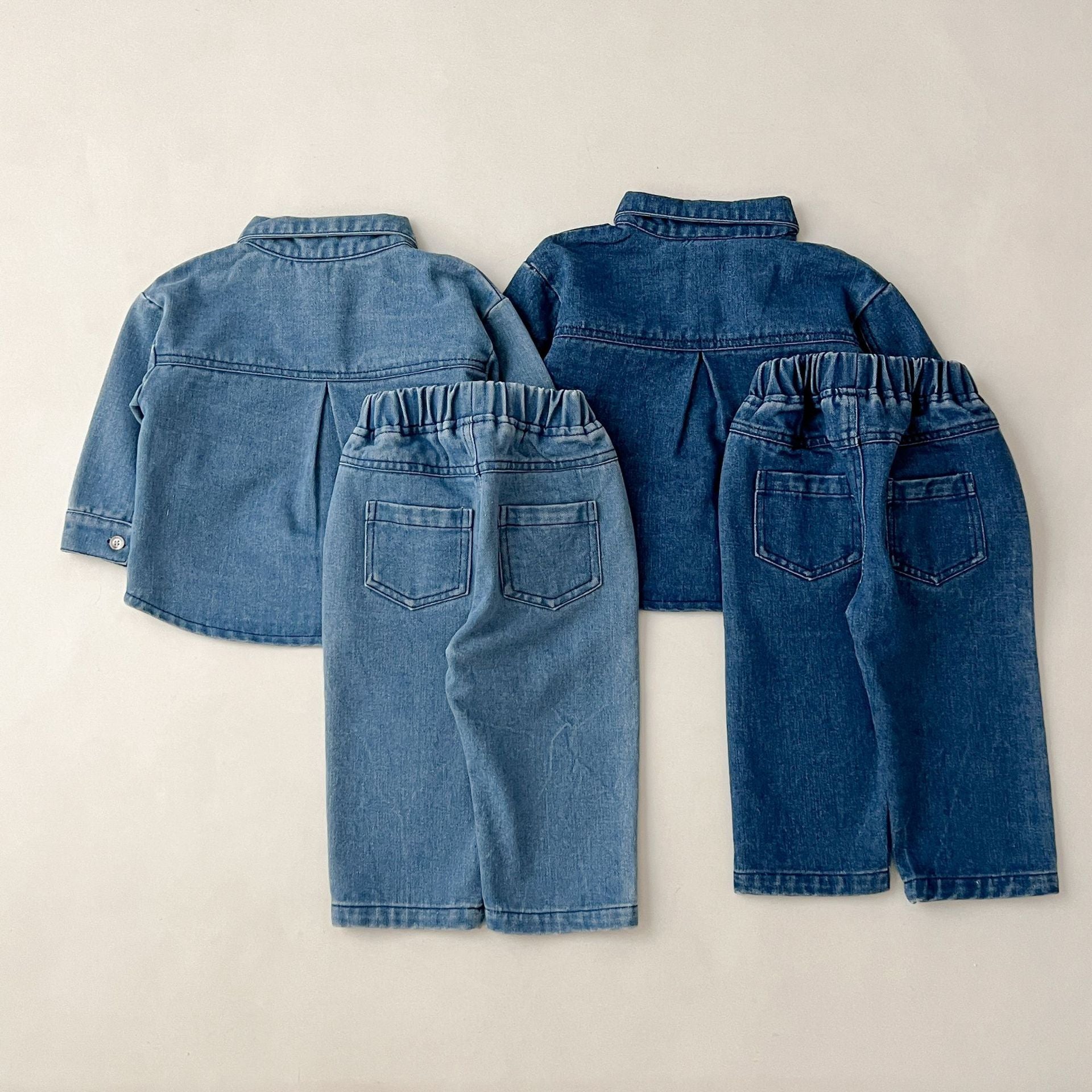 Children's Korean Style Denim Boy Retro Long-sleeved Shirt Children's Suit