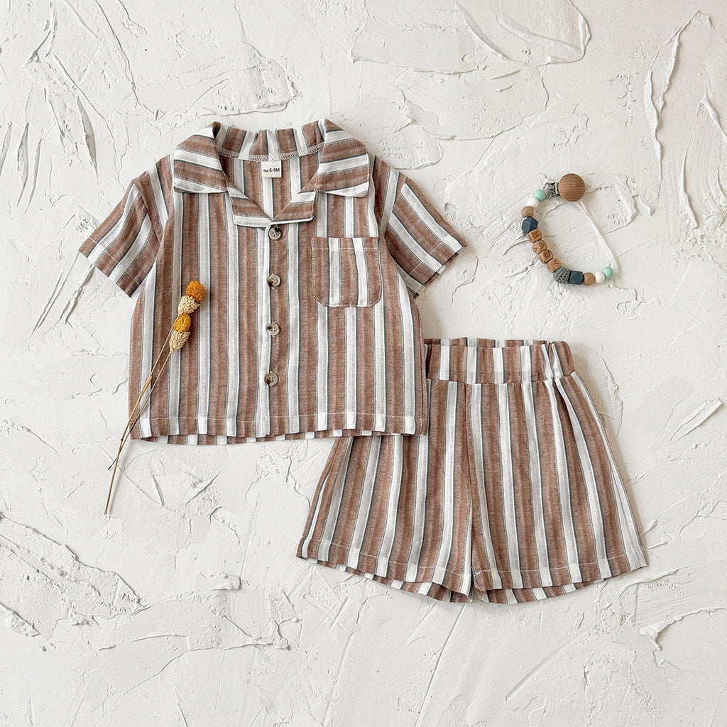 Cool Breathable Short-sleeved Sports Shorts Striped Summer Children's Suit