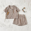 Cool Breathable Short-sleeved Sports Shorts Striped Summer Children's Suit