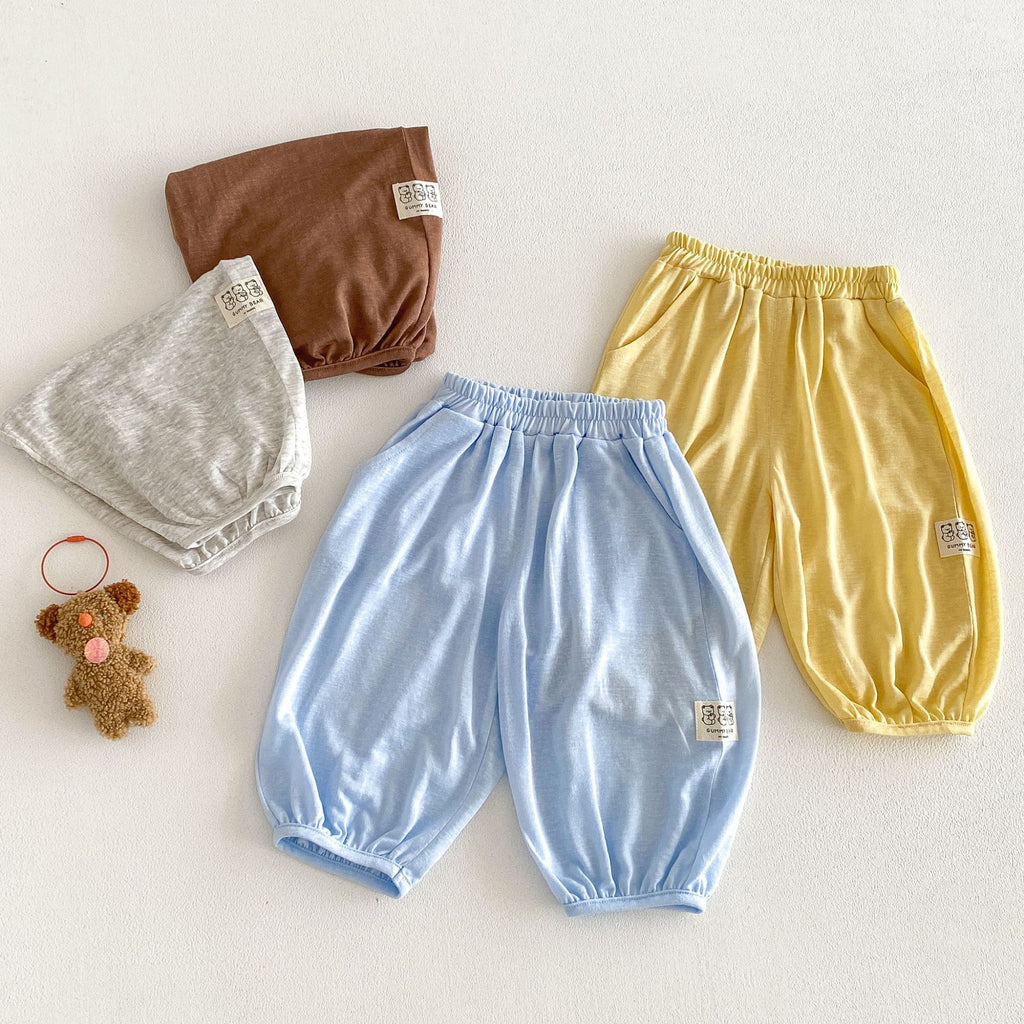 Children's Labeling Anti Mosquito Summer Thin Korean Style Solid Color Breathable Children's Pants
