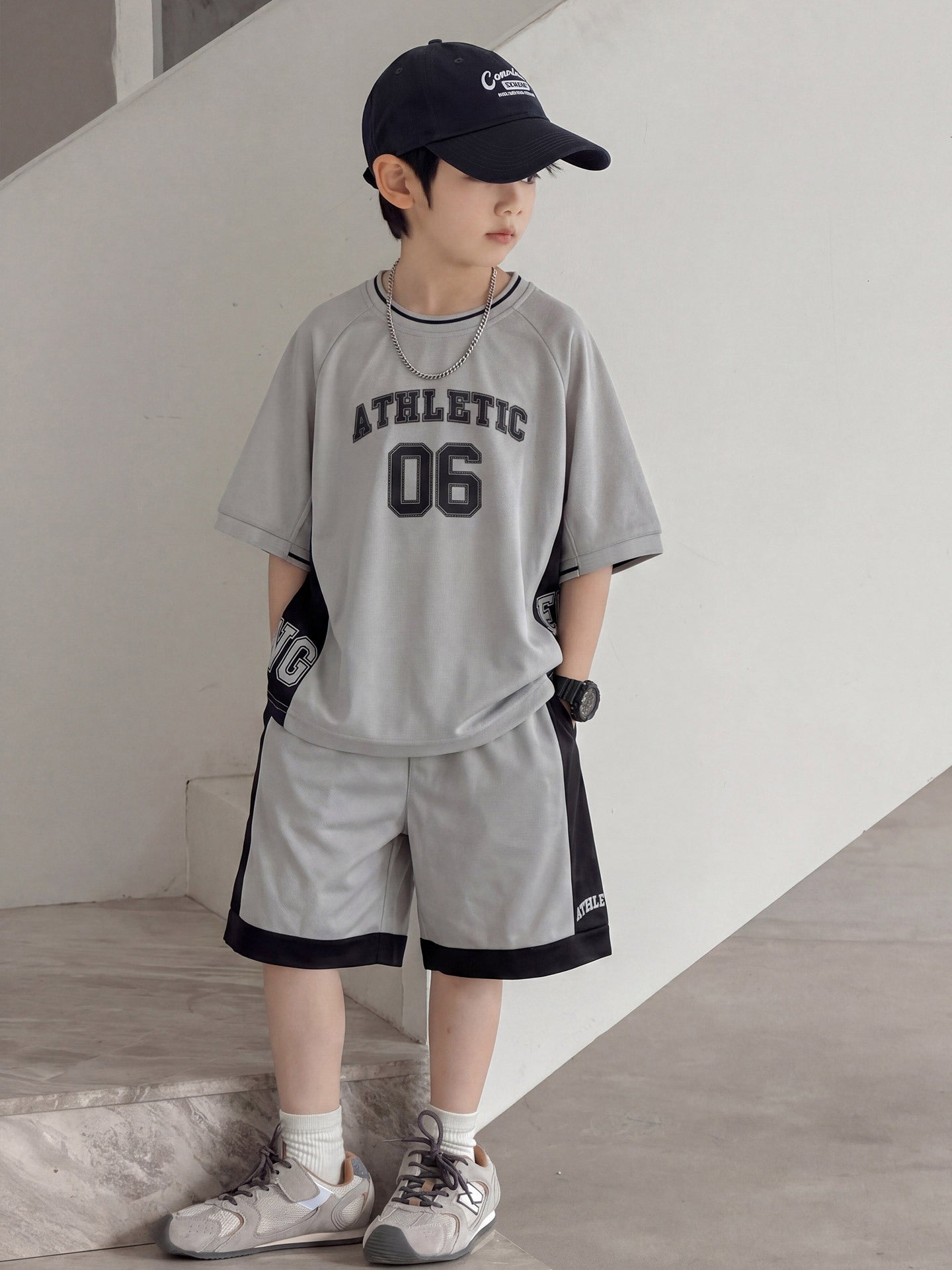 Children's Boys Summer Clothing Middle Big Basketball Wear Sports Casual Two-piece Children's Suit