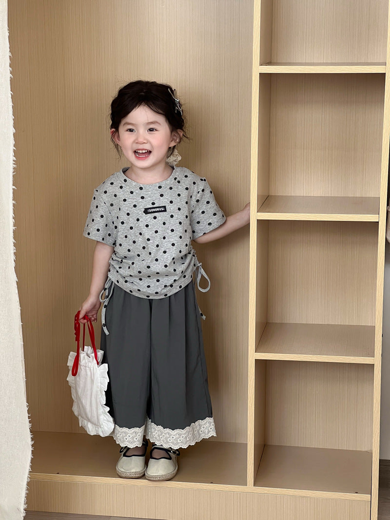 For Little Baggy Straight Trousers Lace Children's Pants