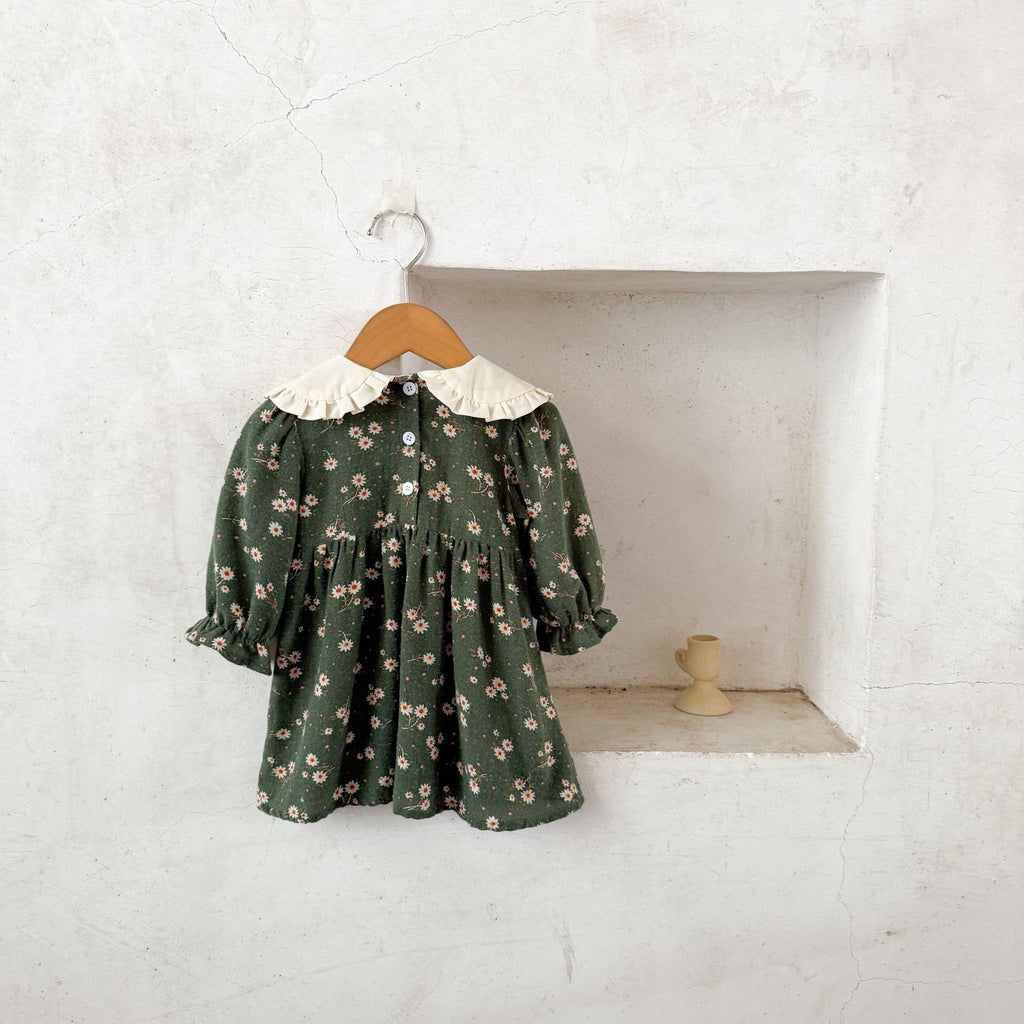 Korean Style Pure Cotton Printing Lapel Soft Children's Dress