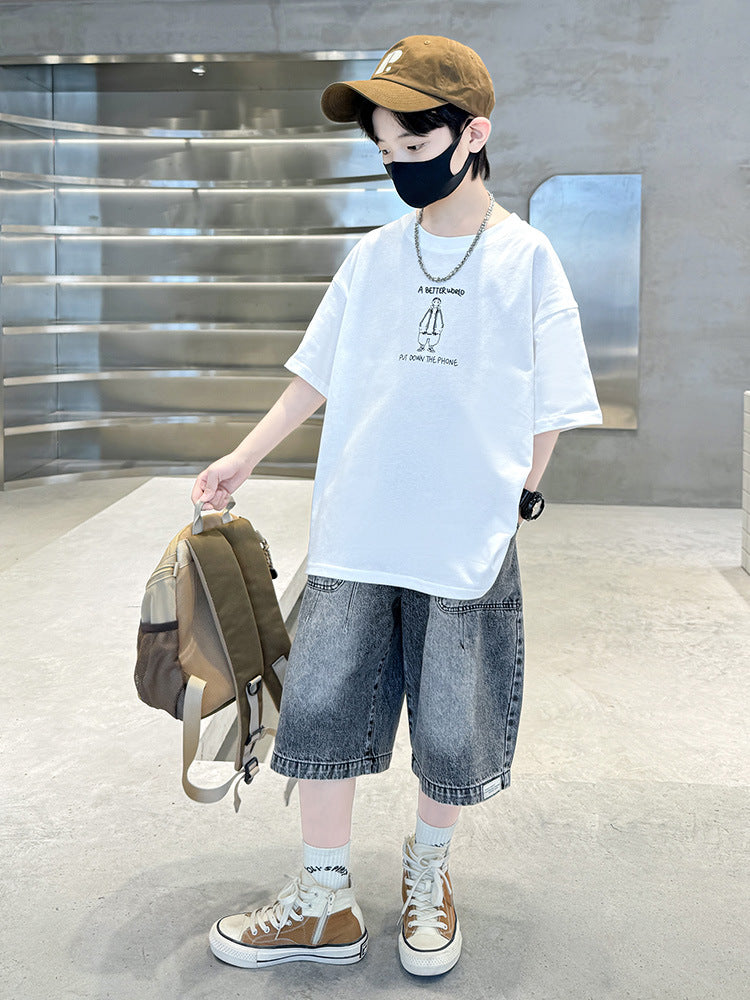 Children's Short-sleeved Clothing Summer Thin Loose Casual Top Children's Suit