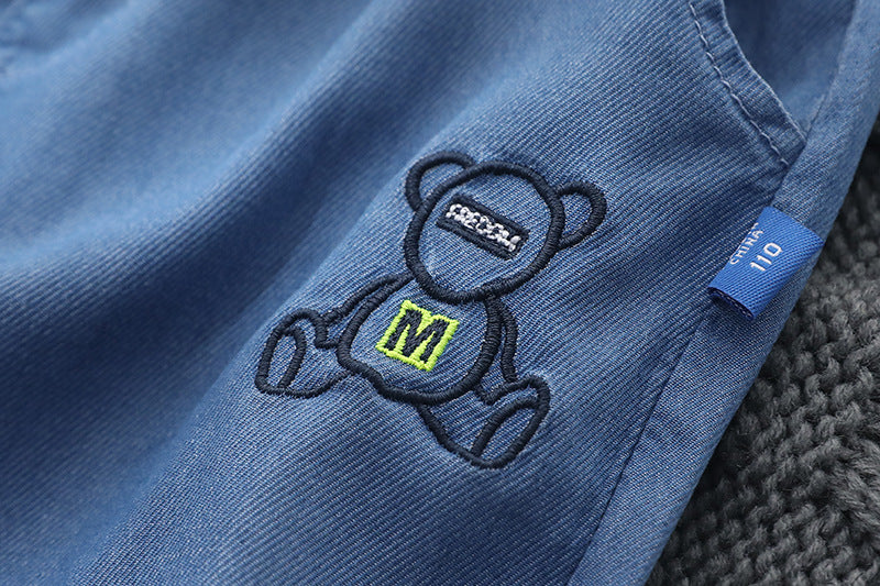 Children's Denim Cropped Summer Lightweight Korean Embroidery Children's Pants