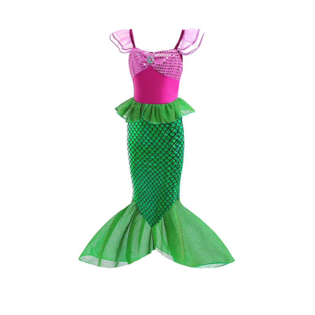 Children's Mermaid Flying Sleeve Sequins Western Style Children's Dress