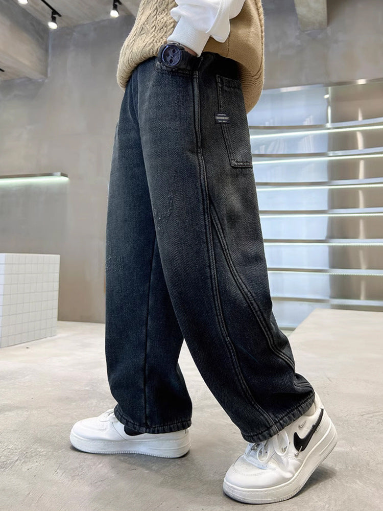 Children's Jeans Loose Black Sportswear Casual Western Children's Pants