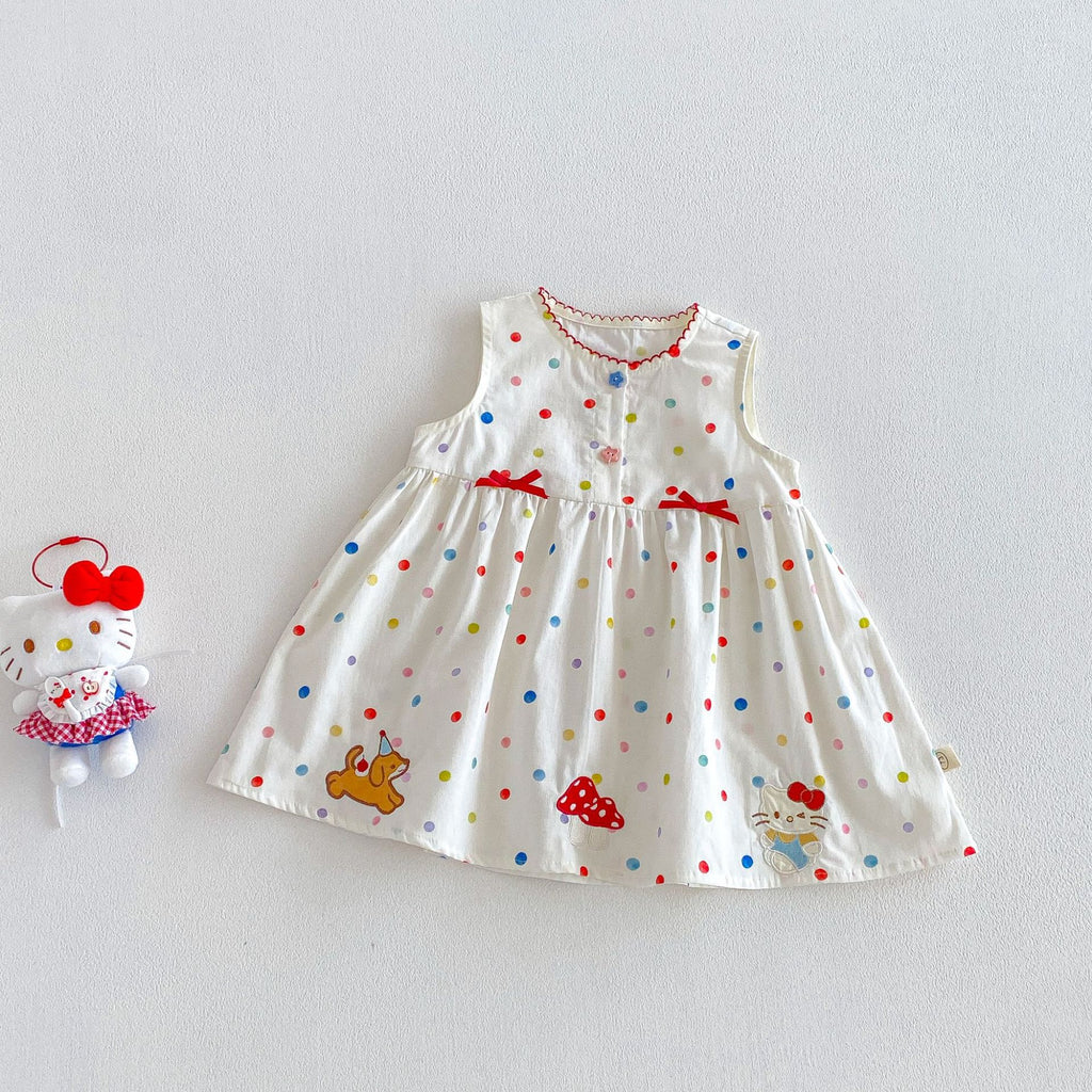Children's Vest Summer Bow Dots Stripes Skirt Children's Dress