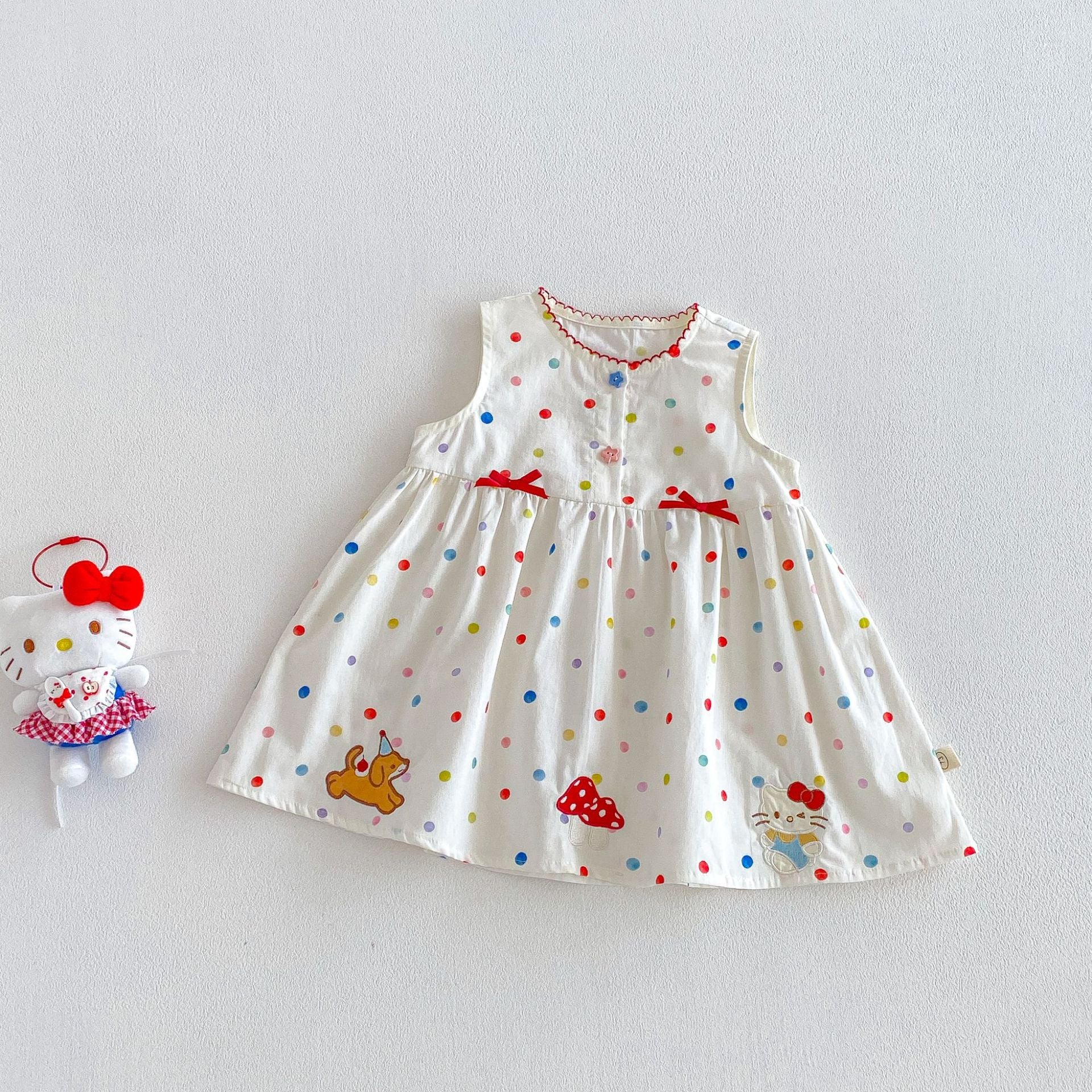 Children's Vest Summer Bow Dots Stripes Skirt Children's Dress